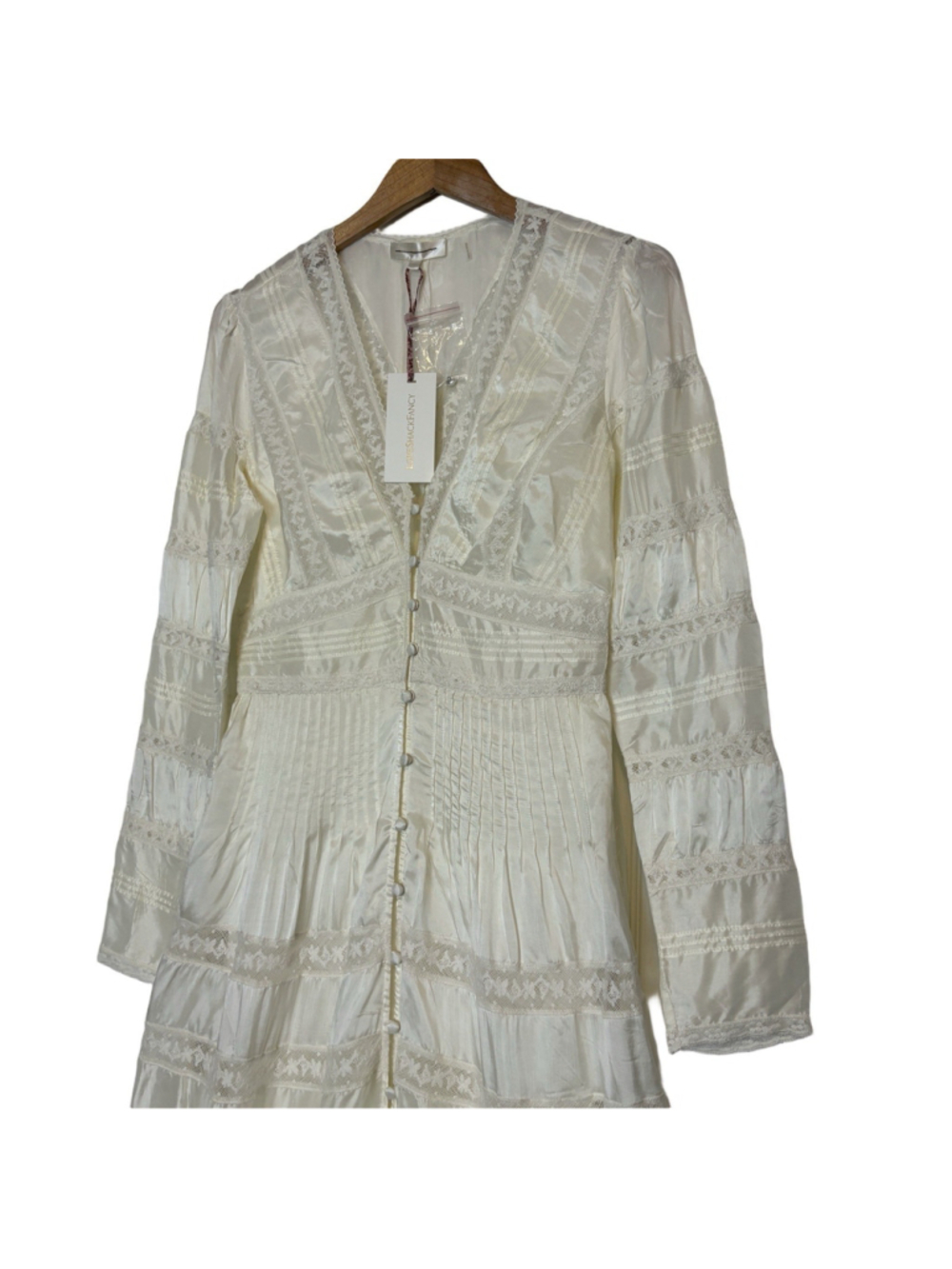 LoveShackFancy Ellitia Maxi Dress Victorian Lace Button Front Ivory NWT Size 4 - Picture 11 of 15